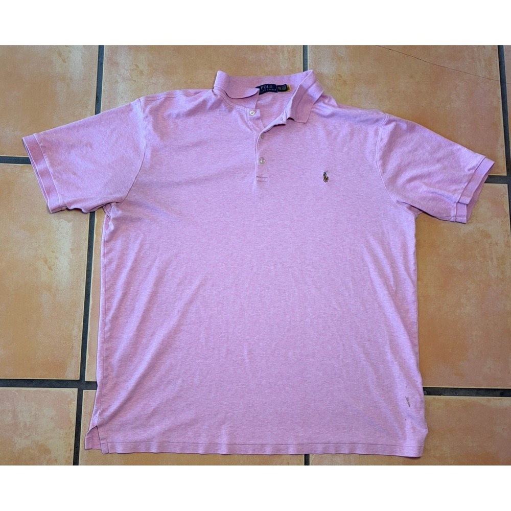 Polo By Ralph Lauren Polo Shirt Mens 2XLT 2TGL Pink Cotton Pullover Fleece